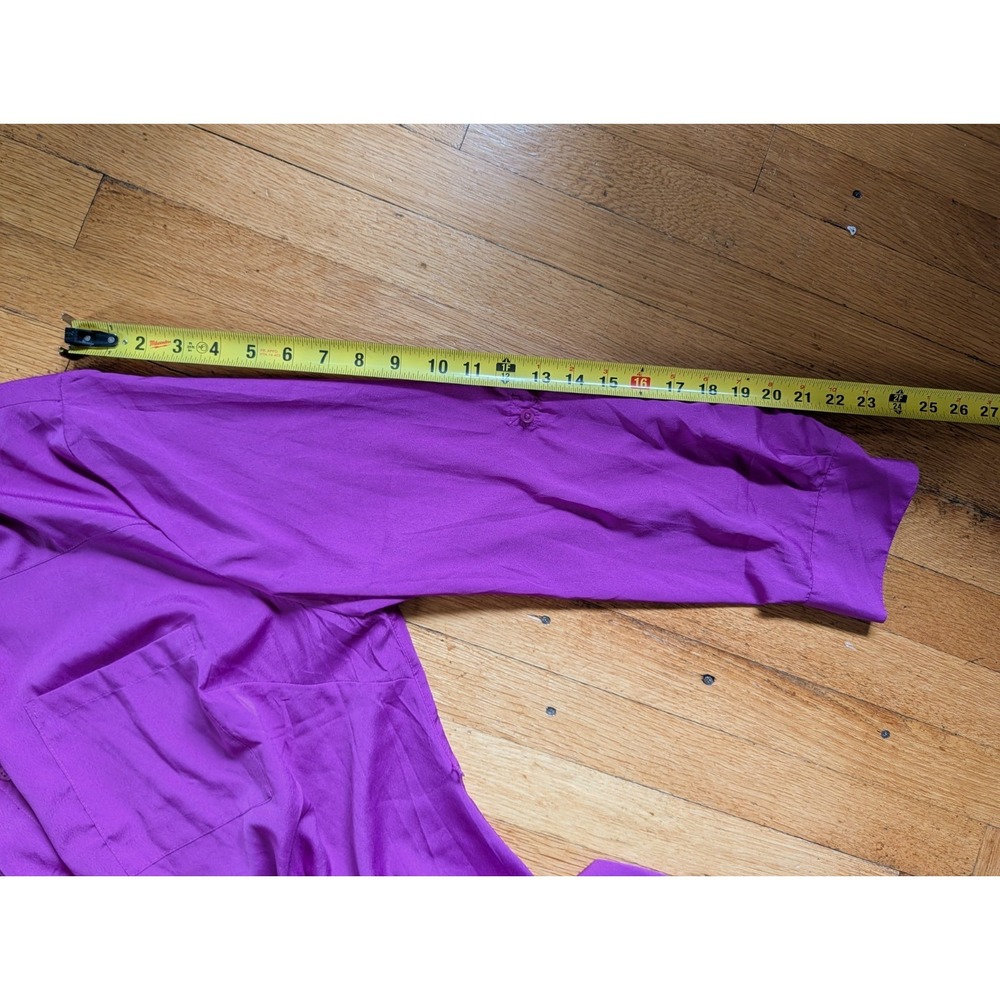 Motherhood Maternity Plus Blouse Button Up Long Sleeve Roll Tab Fuchsia Career - Picture 12 of 12